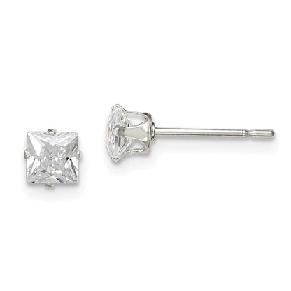 Sterlingsilber 4mm Quadratisch Snap Set Zirkonia Ohrstecker