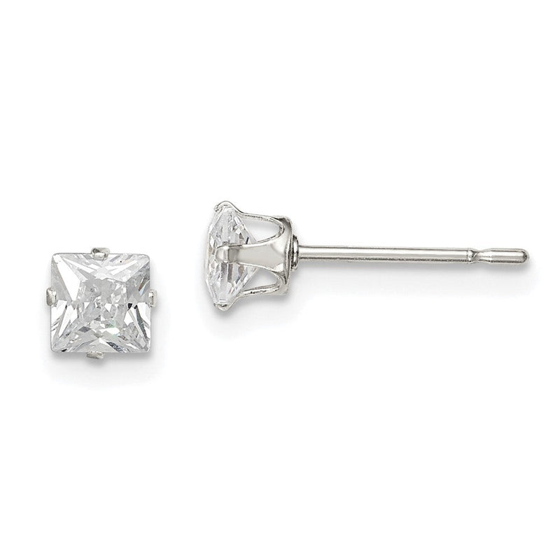Sterlingsilber 4mm Quadratisch Snap Set Zirkonia Ohrstecker