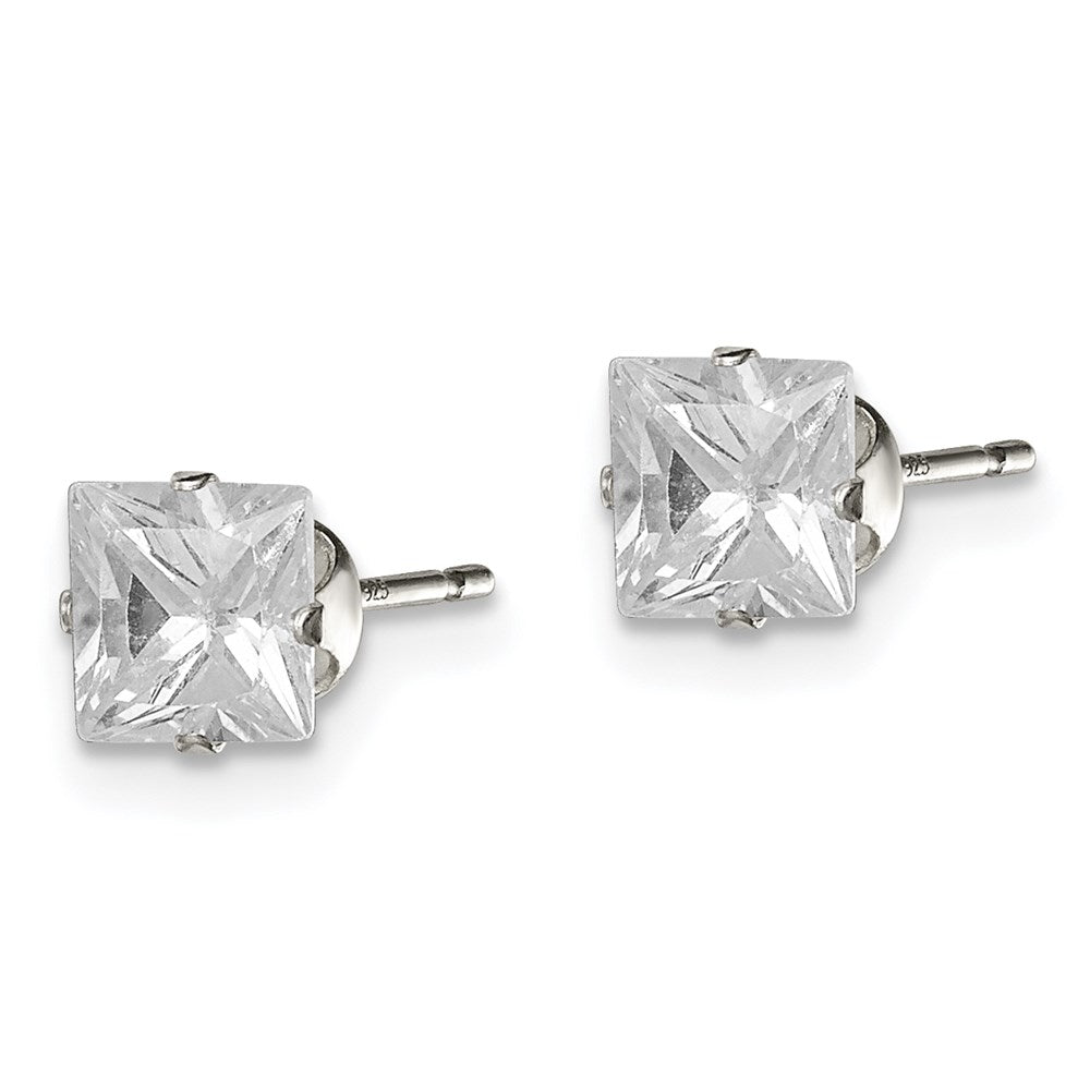 Sterlingsilber 5mm Quadratisch Snap Set Zirkonia Ohrstecker