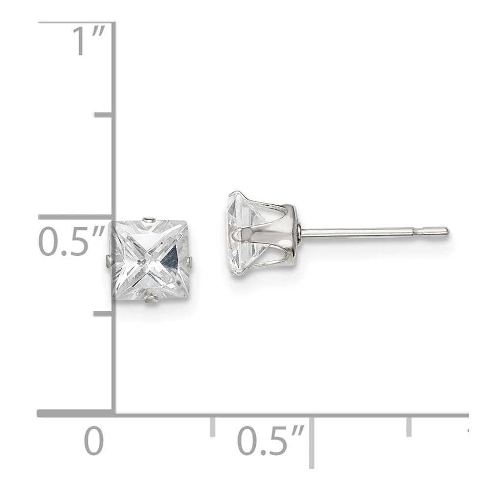 Sterlingsilber 5mm Quadratisch Snap Set Zirkonia Ohrstecker
