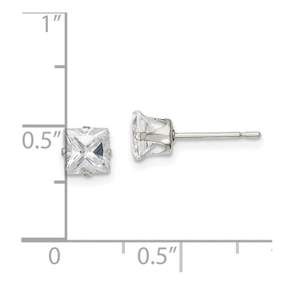 Sterlingsilber 5mm Quadratisch Snap Set Zirkonia Ohrstecker