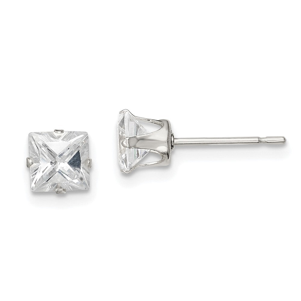 Sterlingsilber 5mm Quadratisch Snap Set Zirkonia Ohrstecker