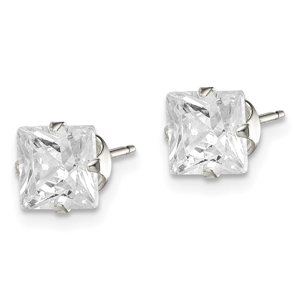 Sterlingsilber 6mm Quadratisch Snap Set Zirkonia Ohrstecker