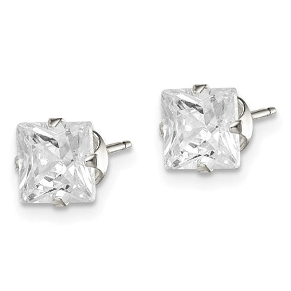 Sterlingsilber 6mm Quadratisch Snap Set Zirkonia Ohrstecker