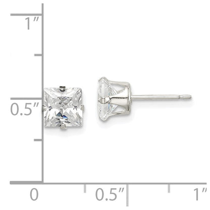 Sterlingsilber 6mm Quadratisch Snap Set Zirkonia Ohrstecker