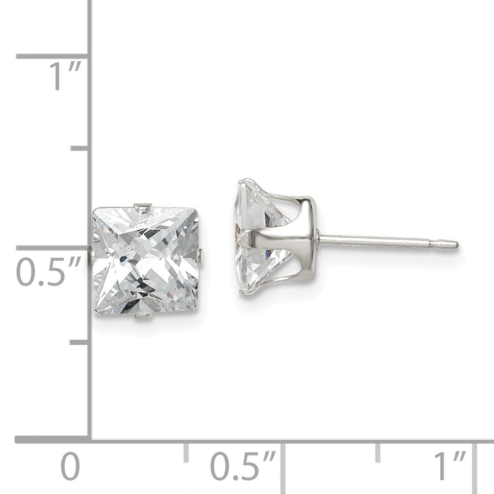 Sterlingsilber 7mm Quadratisch Snap Set Zirkonia Ohrstecker