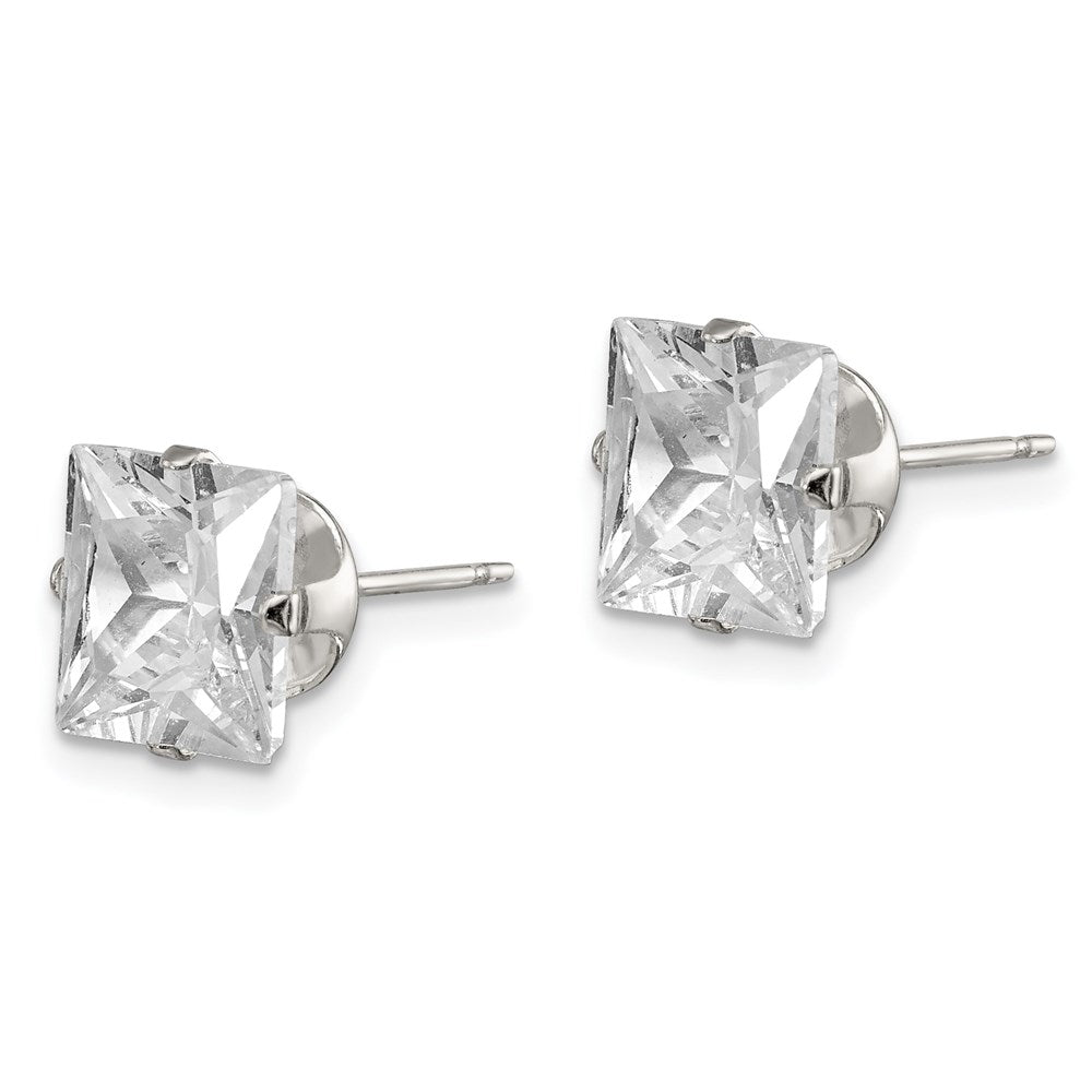 Sterlingsilber 8mm Quadratisch Snap Set Zirkonia Ohrstecker