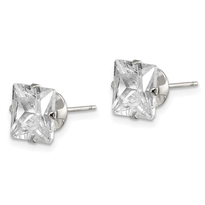 Sterlingsilber 8mm Quadratisch Snap Set Zirkonia Ohrstecker