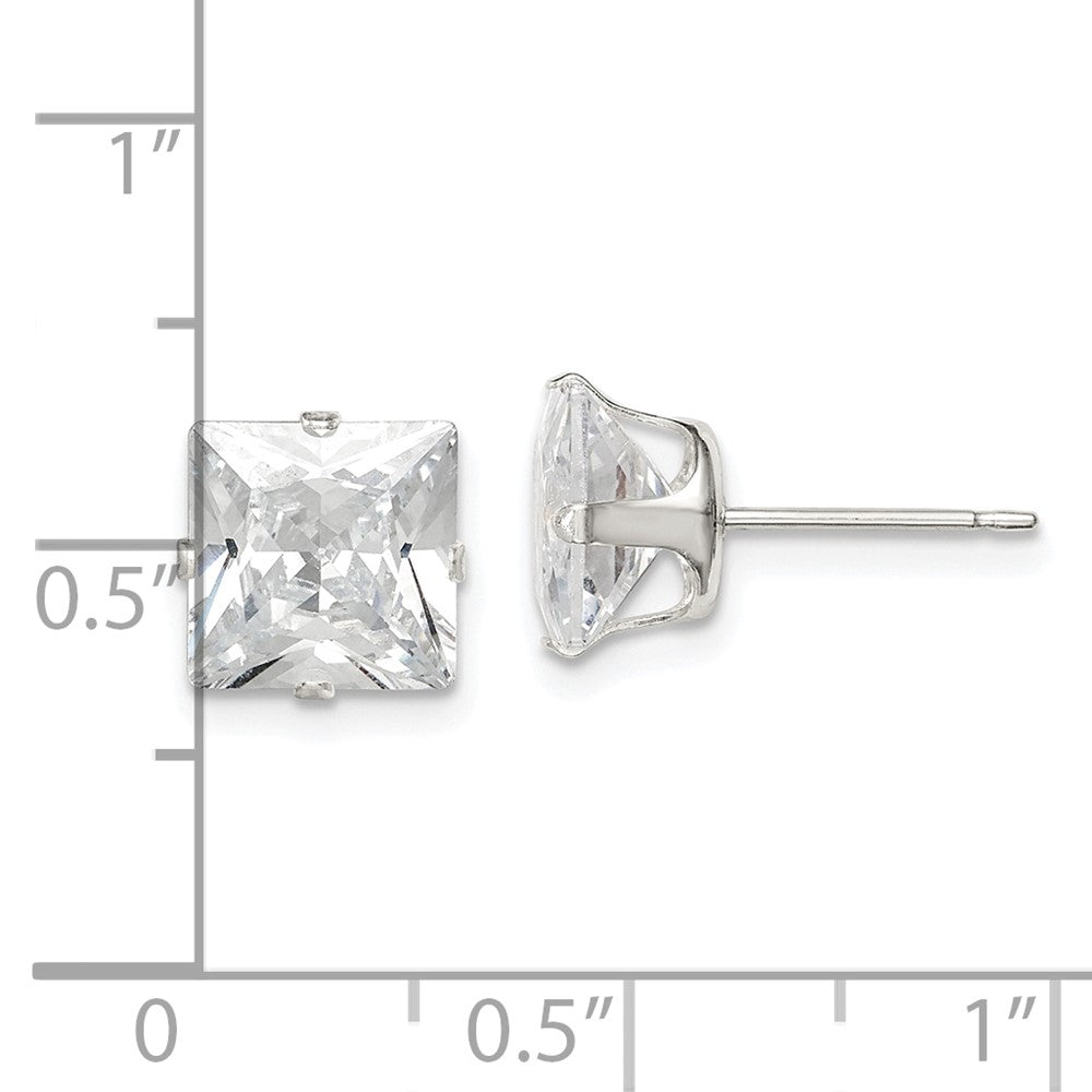 Sterlingsilber 8mm Quadratisch Snap Set Zirkonia Ohrstecker