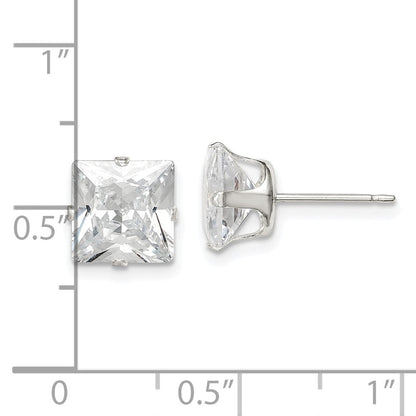 Sterlingsilber 8mm Quadratisch Snap Set Zirkonia Ohrstecker