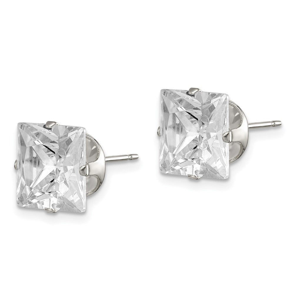 Sterlingsilber 9mm Quadratisch Snap Set Zirkonia Ohrstecker
