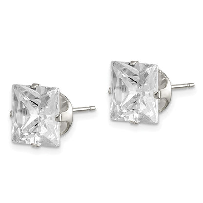 Sterlingsilber 9mm Quadratisch Snap Set Zirkonia Ohrstecker