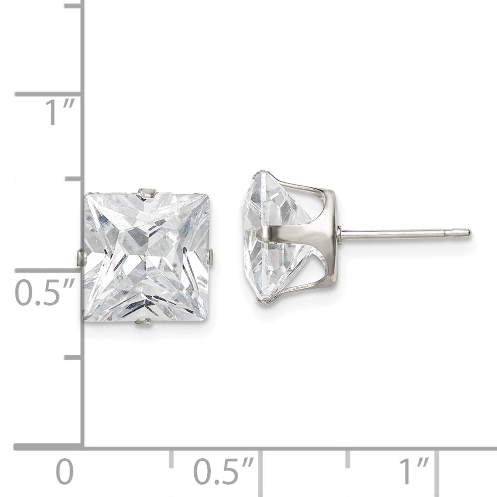 Sterlingsilber 9mm Quadratisch Snap Set Zirkonia Ohrstecker