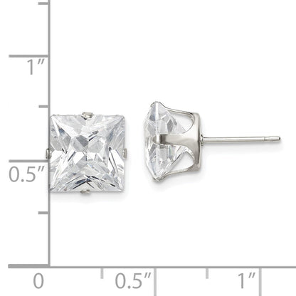 Sterlingsilber 9mm Quadratisch Snap Set Zirkonia Ohrstecker