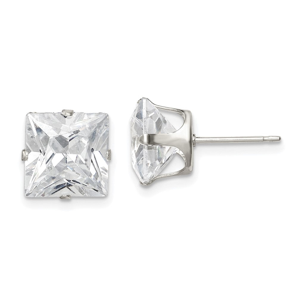 Sterlingsilber 9mm Quadratisch Snap Set Zirkonia Ohrstecker