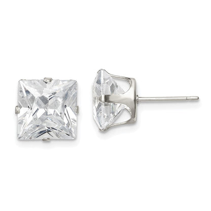 Sterlingsilber 9mm Quadratisch Snap Set Zirkonia Ohrstecker