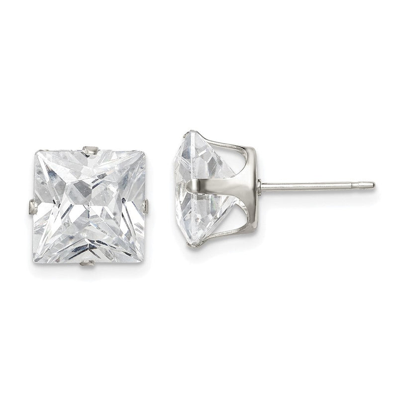 Sterlingsilber 9mm Quadratisch Snap Set Zirkonia Ohrstecker