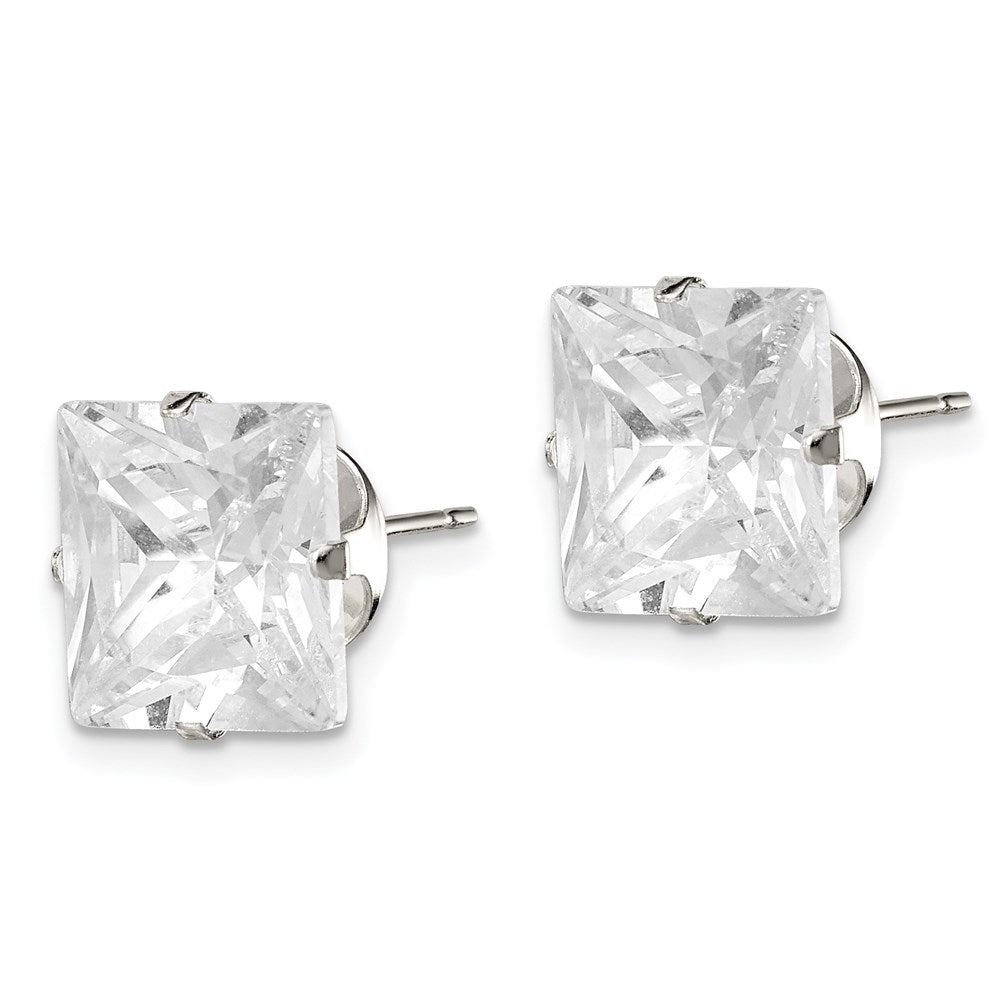 Sterlingsilber 10mm Quadratisch Snap Set Zirkonia Ohrstecker