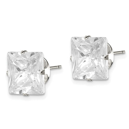 Sterlingsilber 10mm Quadratisch Snap Set Zirkonia Ohrstecker