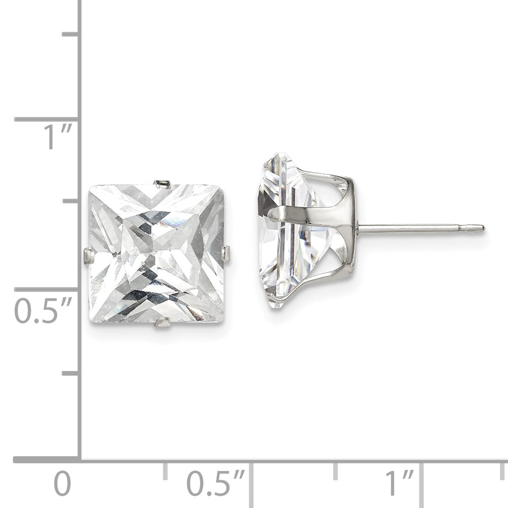 Sterlingsilber 10mm Quadratisch Snap Set Zirkonia Ohrstecker