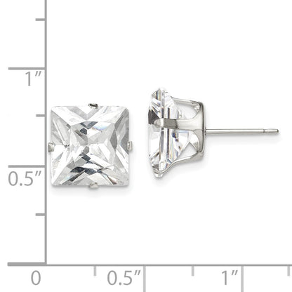 Sterlingsilber 10mm Quadratisch Snap Set Zirkonia Ohrstecker