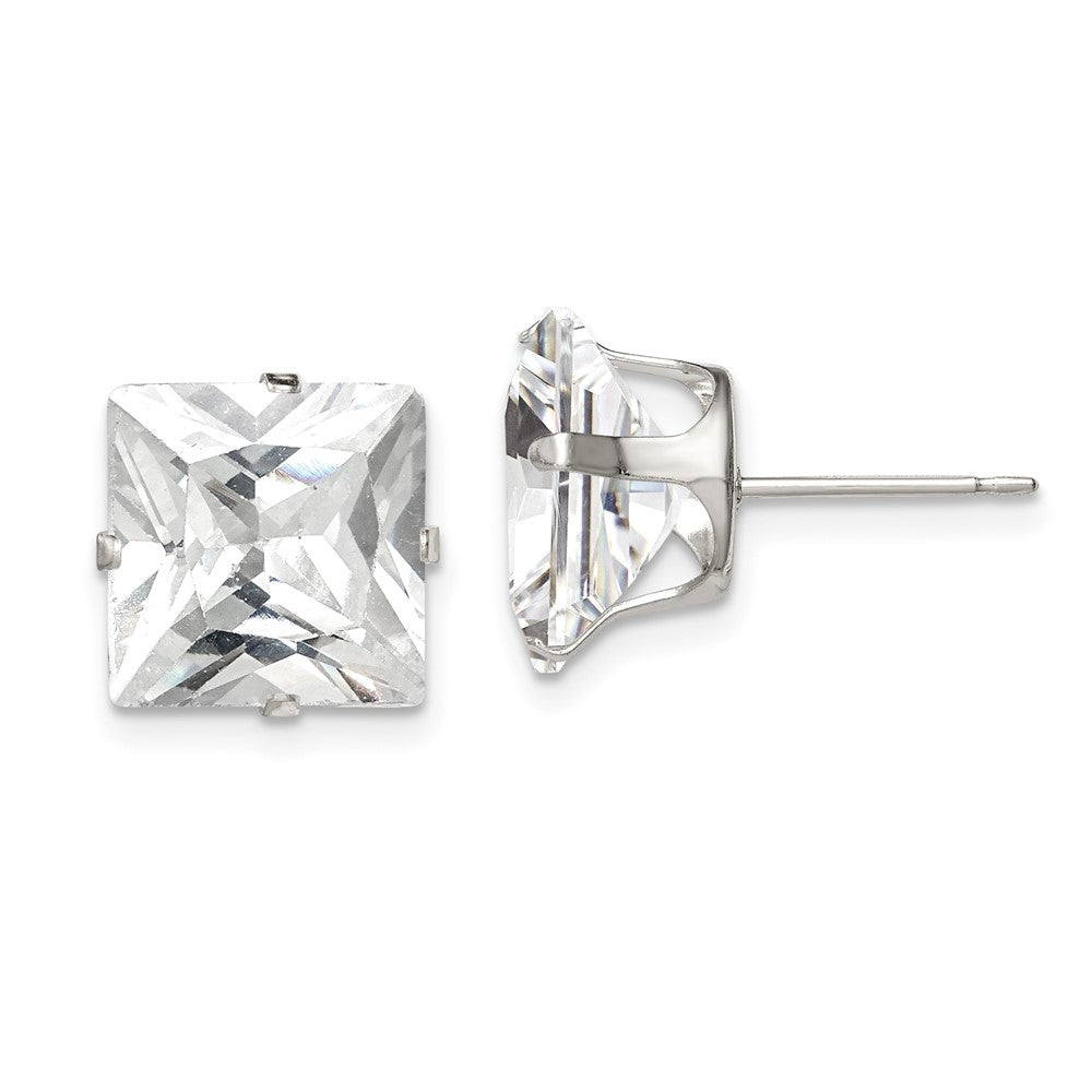 Sterlingsilber 10mm Quadratisch Snap Set Zirkonia Ohrstecker