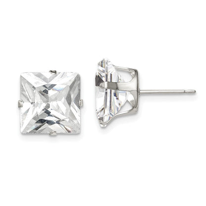 Sterlingsilber 10mm Quadratisch Snap Set Zirkonia Ohrstecker