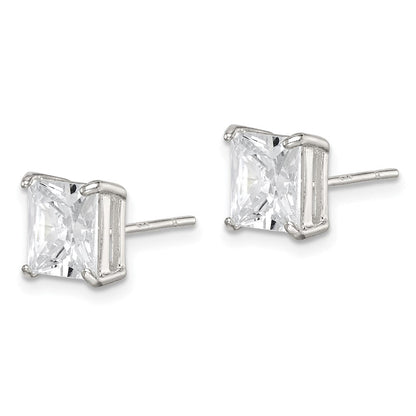 Sterlingsilber 7mm Quadratisch Zirkonia Korb Set Ohrstecker