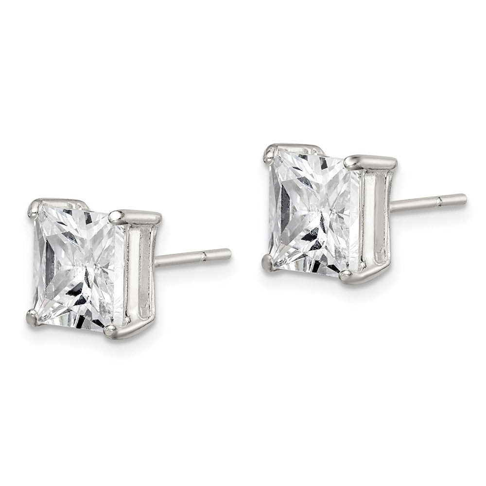 Sterlingsilber 8mm Quadratisch Zirkonia Korb Set Ohrstecker
