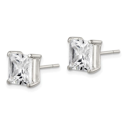 Sterlingsilber 8mm Quadratisch Zirkonia Korb Set Ohrstecker
