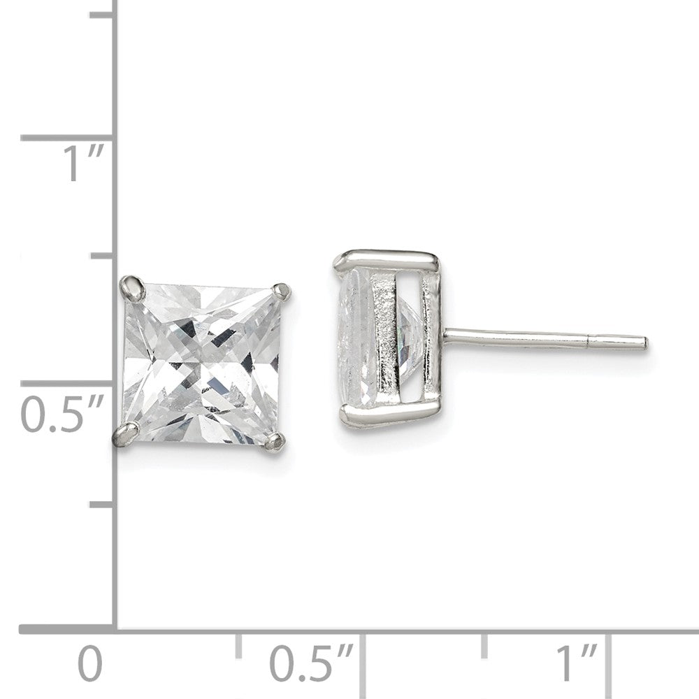 Sterlingsilber 8mm Quadratisch Zirkonia Korb Set Ohrstecker