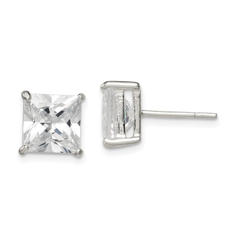 Sterlingsilber 8mm Quadratisch Zirkonia Korb Set Ohrstecker