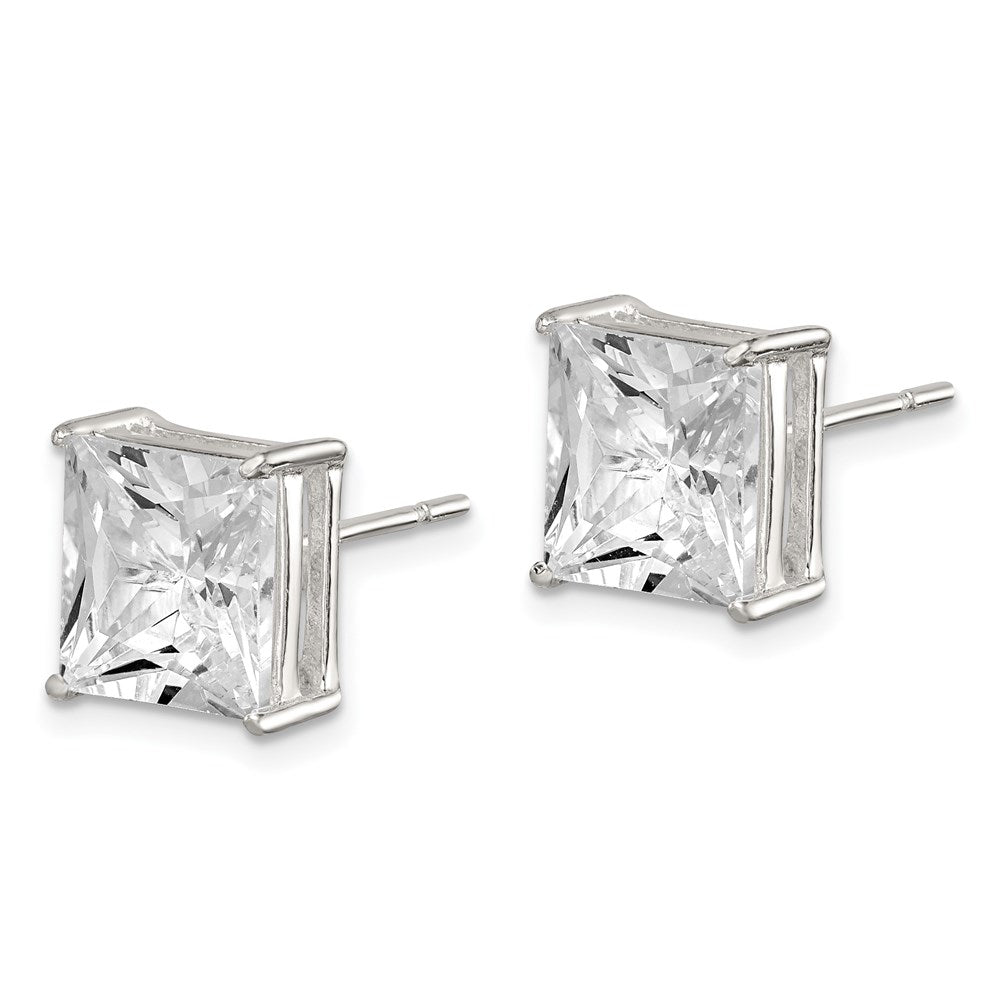 Sterlingsilber 9mm Quadratisch Zirkonia Korb Set Ohrstecker