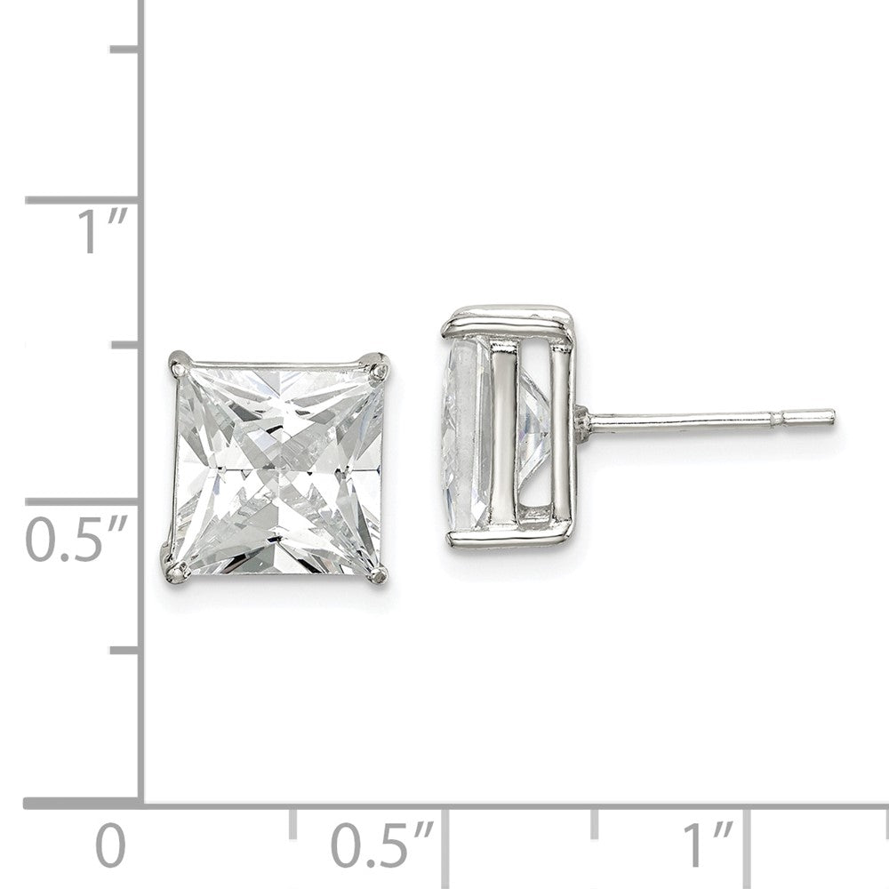 Sterlingsilber 9mm Quadratisch Zirkonia Korb Set Ohrstecker