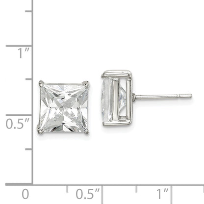 Sterlingsilber 9mm Quadratisch Zirkonia Korb Set Ohrstecker