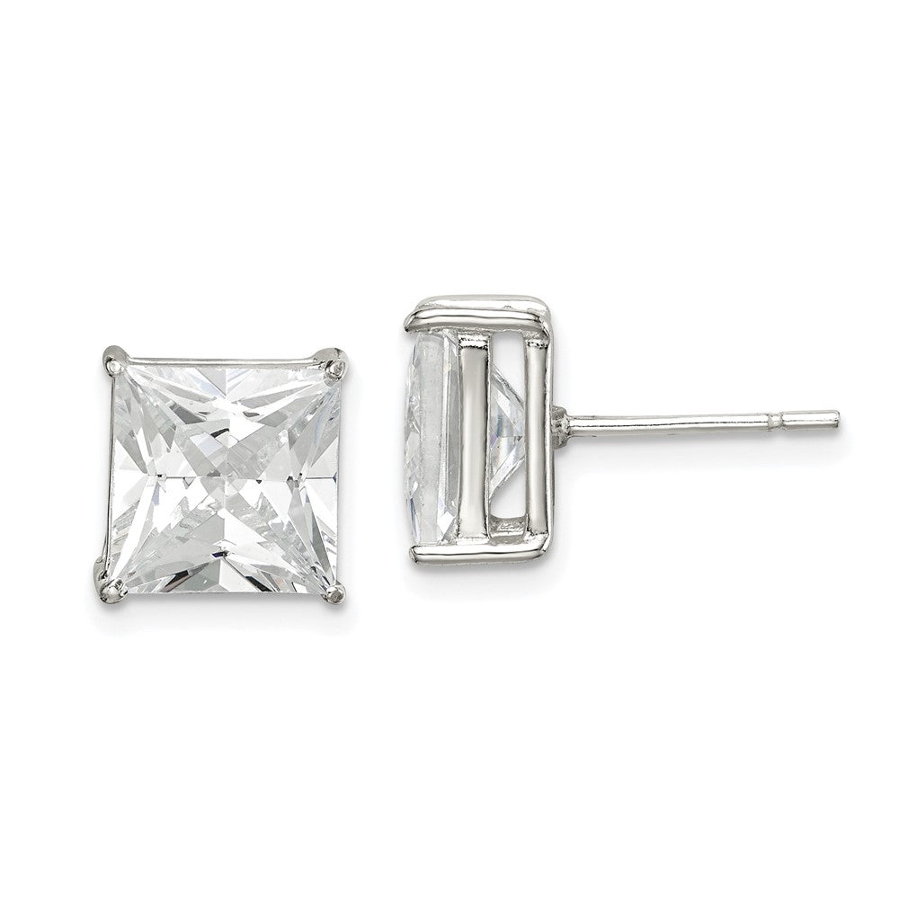 Sterlingsilber 9mm Quadratisch Zirkonia Korb Set Ohrstecker