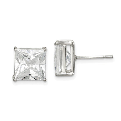 Sterlingsilber 9mm Quadratisch Zirkonia Korb Set Ohrstecker