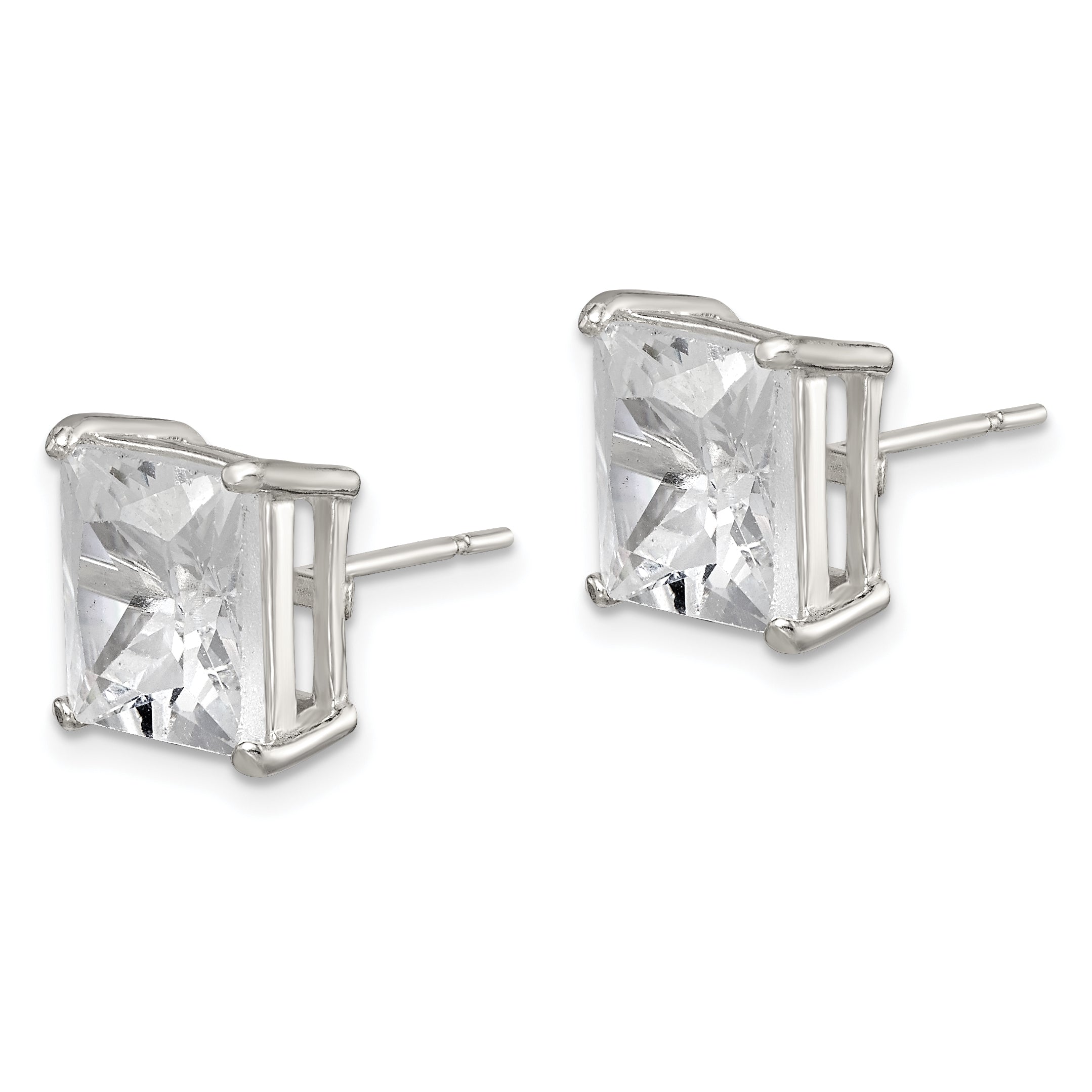 Sterlingsilber 10mm Quadratisch Zirkonia Korb Set Ohrstecker
