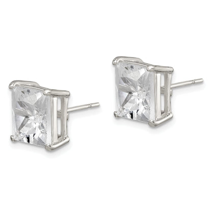 Sterlingsilber 10mm Quadratisch Zirkonia Korb Set Ohrstecker