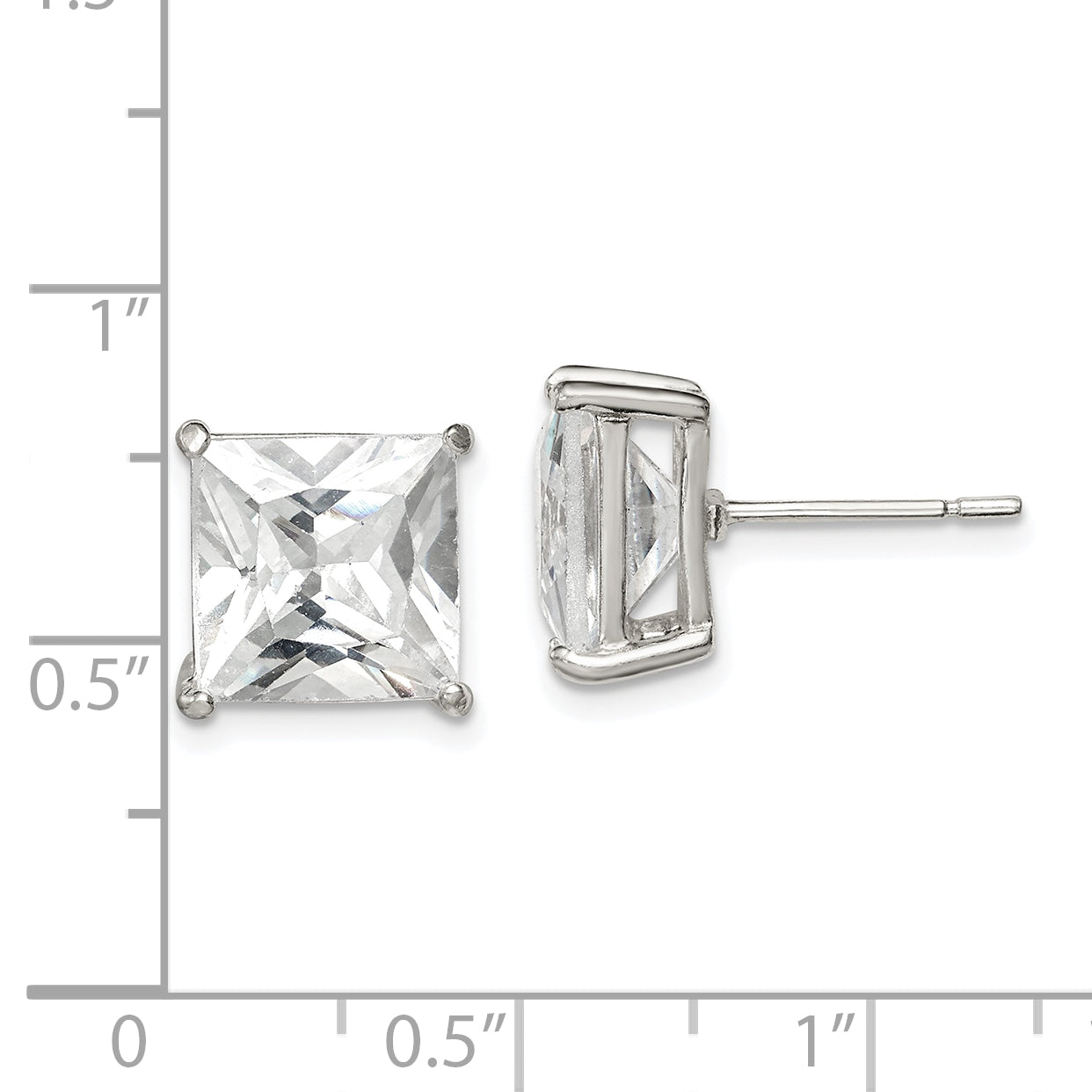 Sterlingsilber 10mm Quadratisch Zirkonia Korb Set Ohrstecker