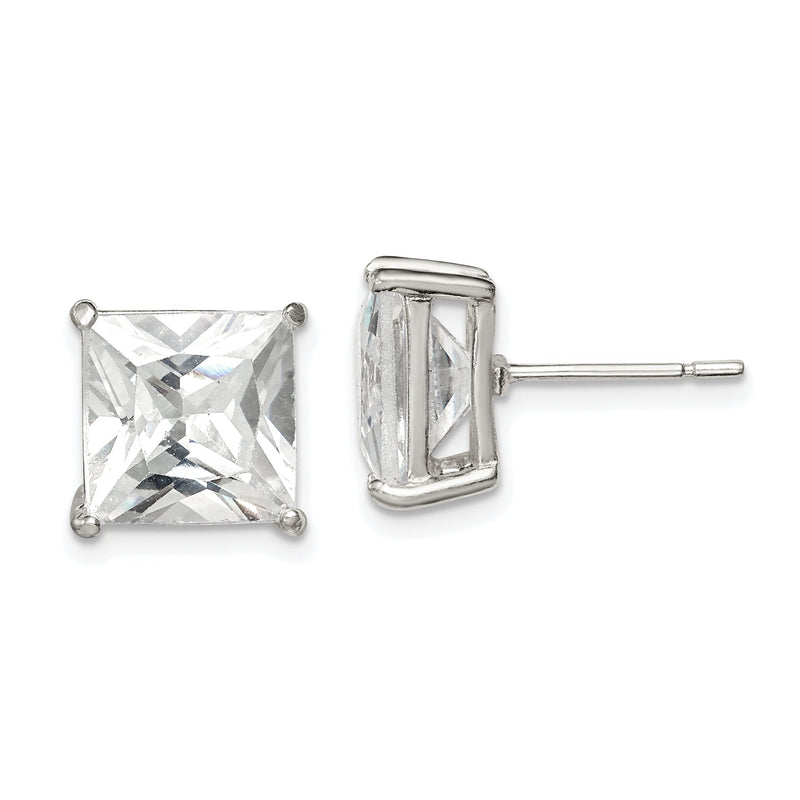 Sterlingsilber 10mm Quadratisch Zirkonia Korb Set Ohrstecker