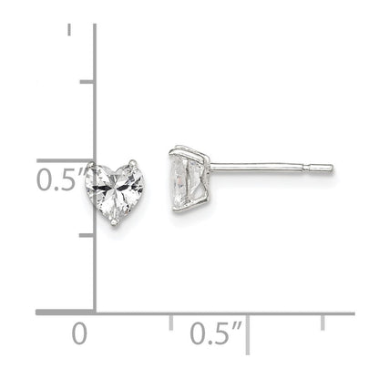 Sterlingsilber Poliert 5mm Herz 3 Krappen Korb Set Zirkonia Ohrstecker