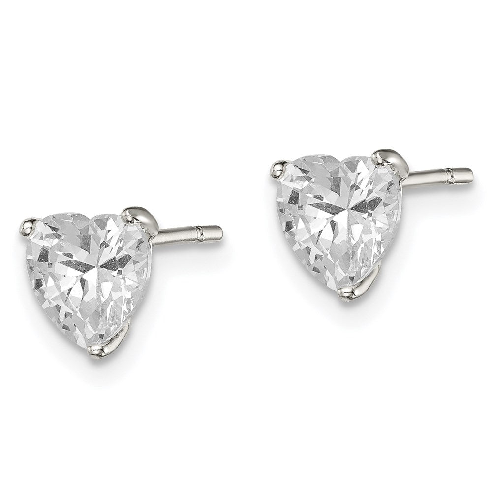 Sterlingsilber Poliert 6mm Herz 3 Krappen Korb Set Zirkonia Ohrstecker