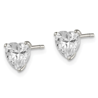 Sterlingsilber Poliert 6mm Herz 3 Krappen Korb Set Zirkonia Ohrstecker