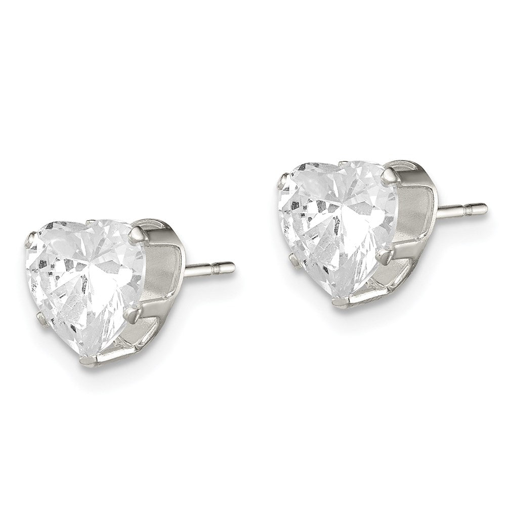 Sterlingsilber Poliert 7mm Herz Snap Set Zirkonia Ohrstecker