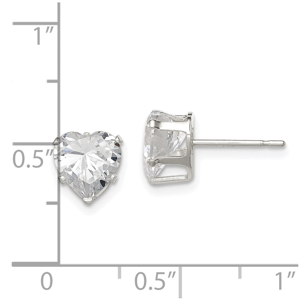 Sterlingsilber Poliert 7mm Herz Snap Set Zirkonia Ohrstecker