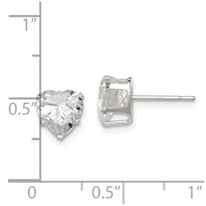 Sterlingsilber Poliert 7mm Herz Snap Set Zirkonia Ohrstecker