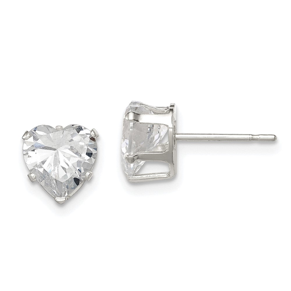 Sterlingsilber Poliert 7mm Herz Snap Set Zirkonia Ohrstecker