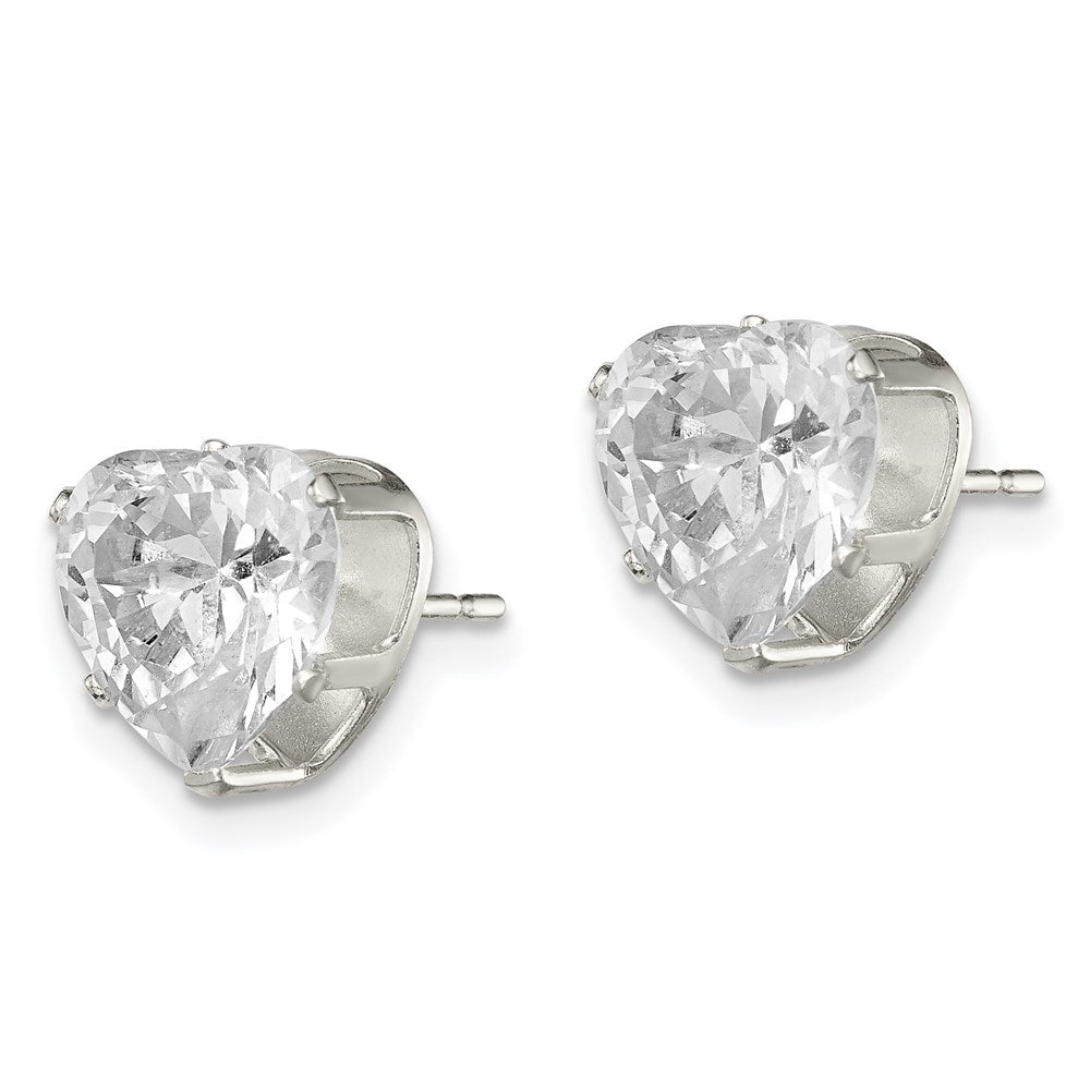 Sterlingsilber Poliert 8mm Herz Snap Set Zirkonia Ohrstecker