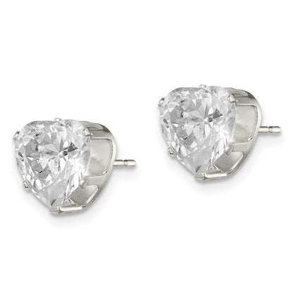 Sterlingsilber Poliert 8mm Herz Snap Set Zirkonia Ohrstecker